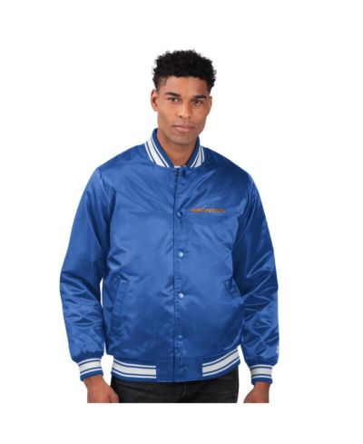 Starter Men's Royal Denver Broncos Locker Room Satin Full-Snap Varsity Jacket