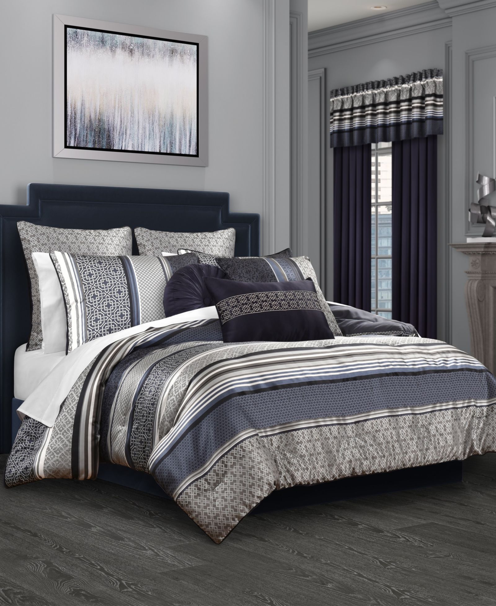 Royal Court Carlisle Foulard 3-Pc. Comforter Set, King/California King