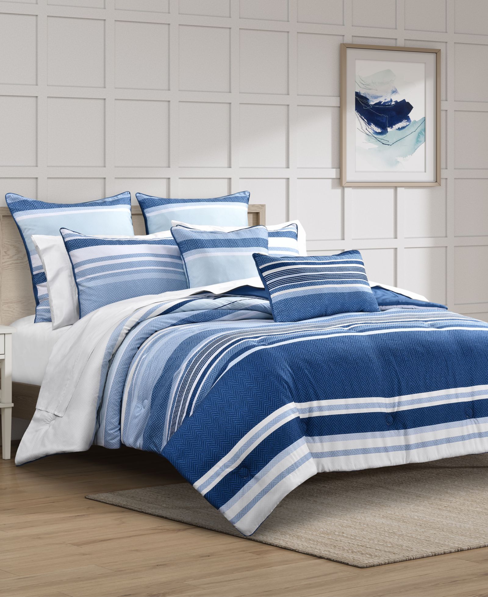 Royal Court Carson Multi-Stripe 3-Pc. Comforter Set, Full/Queen