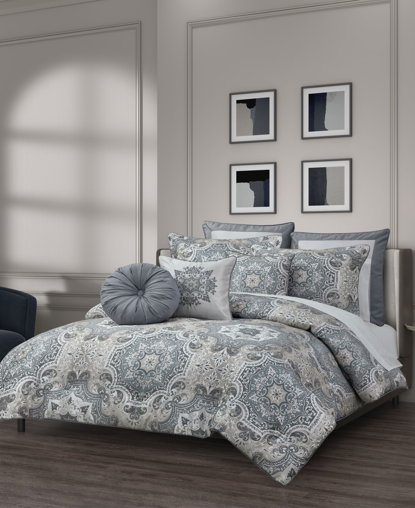 Royal Court Lisbon Damask 3-Pc. Comforter Set, King/California King