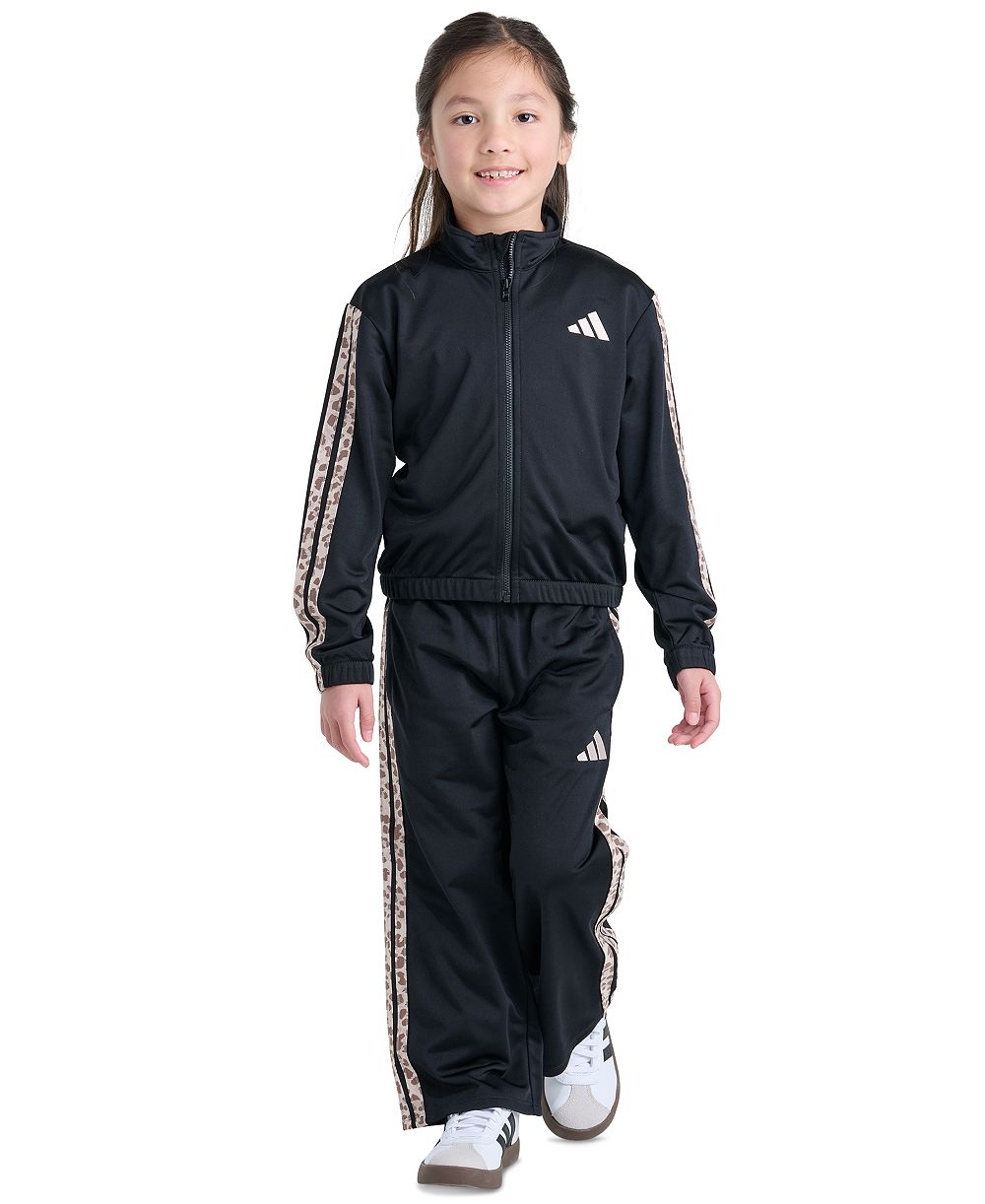 Комплект из 2 предметов adidas для девочек: куртка с длинным рукавом и брюки, 3 полоски, размер 2T-6X
