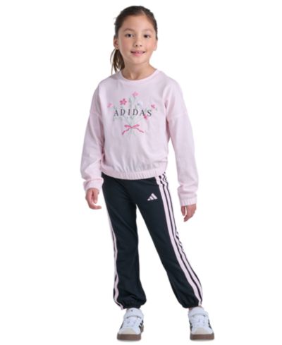 Комплект adidas для девочек 2T-6X: свитшот и брюки, 2 предмета