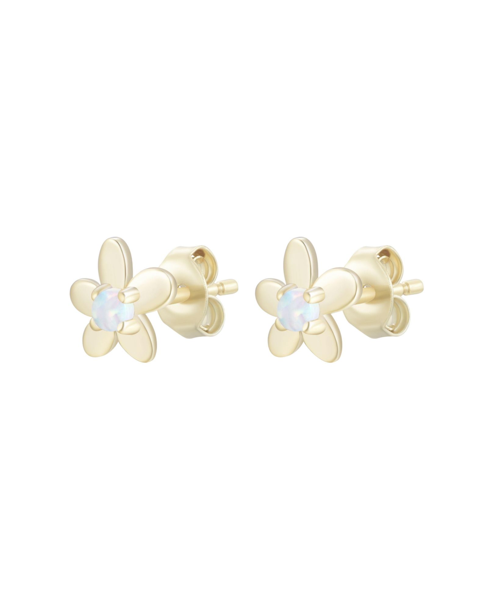 Kamaria Flower Stud Earrings With Lab-Grown Opal in Plated Sterling