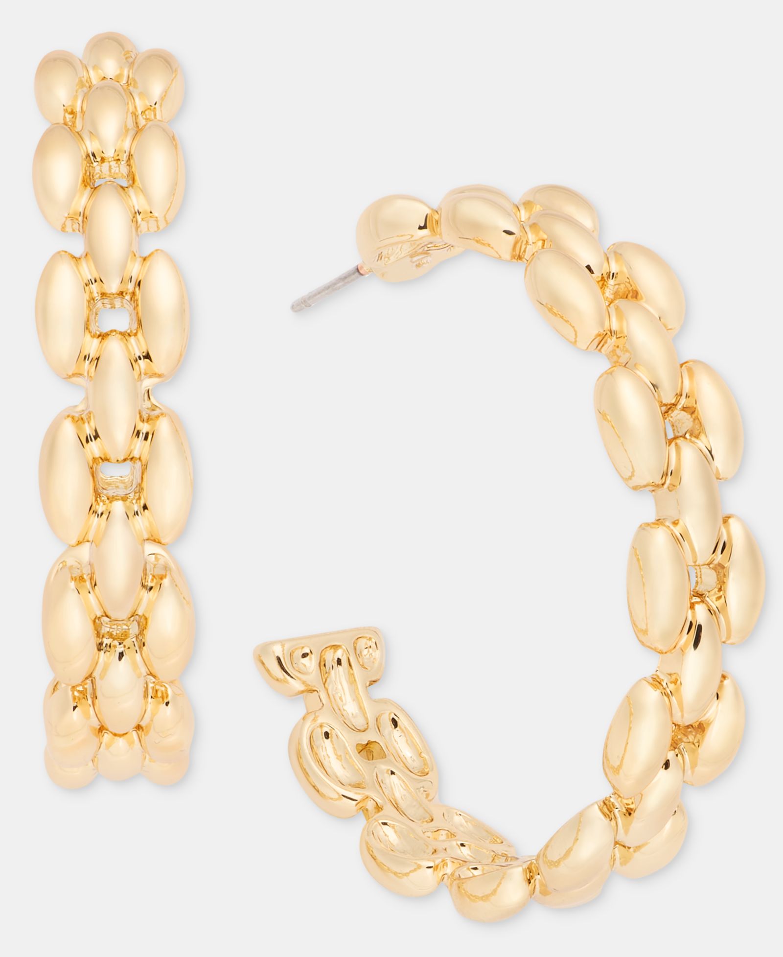 On 34th Gold-Tone Chain Link Medium Hoop Earrings, 1.56", Macy's Exclusive