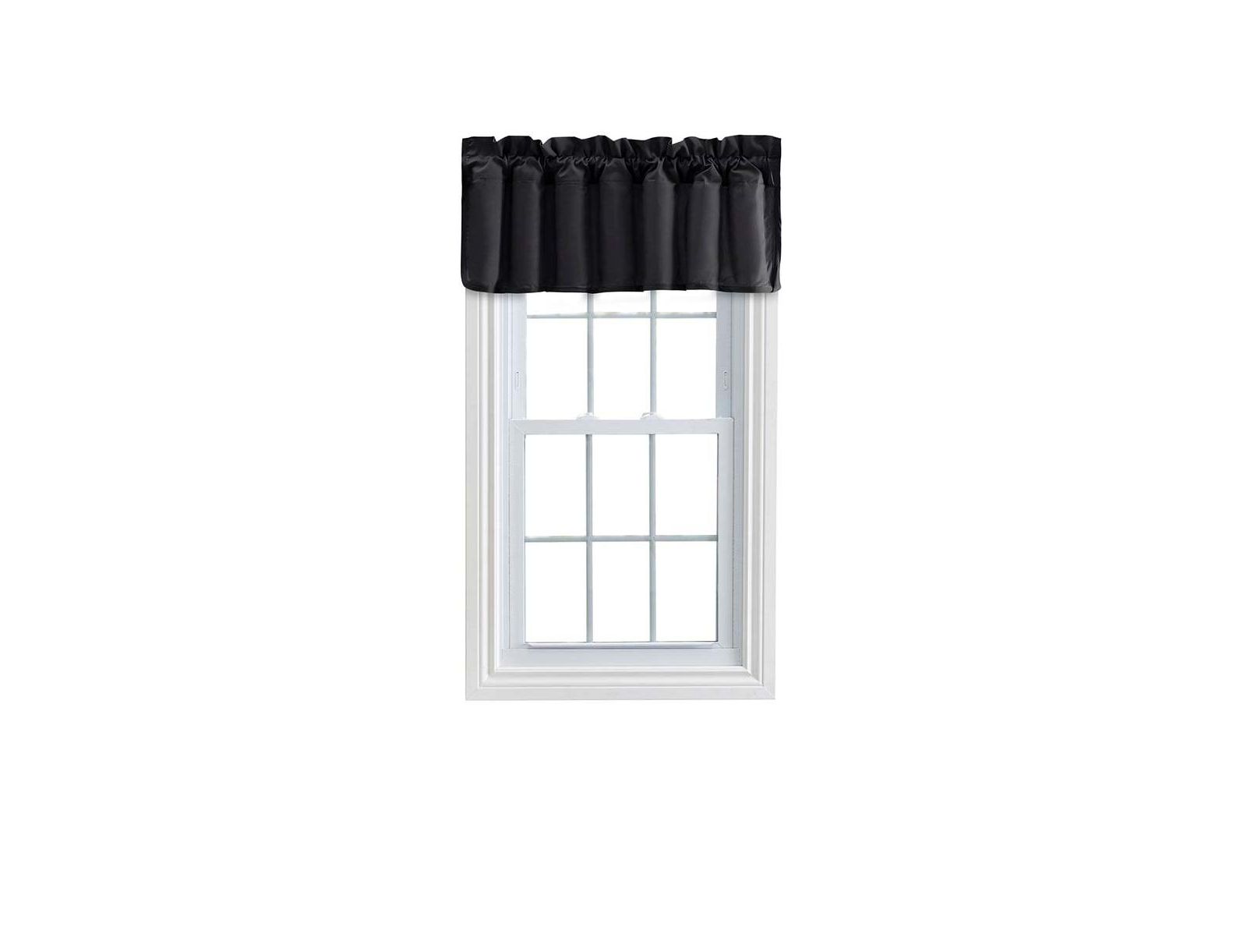 Ellis Curtain Ellis Stacey Solid Color Window 3" Rod Pocket High Quality Fabric Lined Filler Valance 42"x13" Black