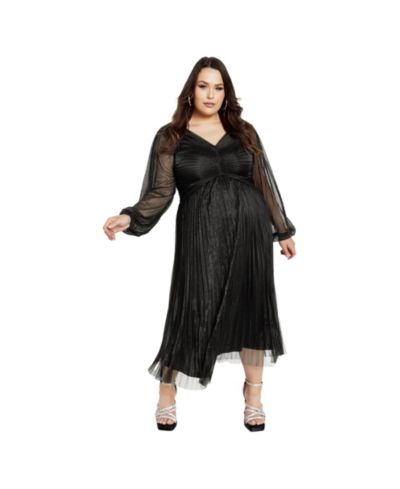 Avenue Women's Plus Size Pleated Plisse Dress