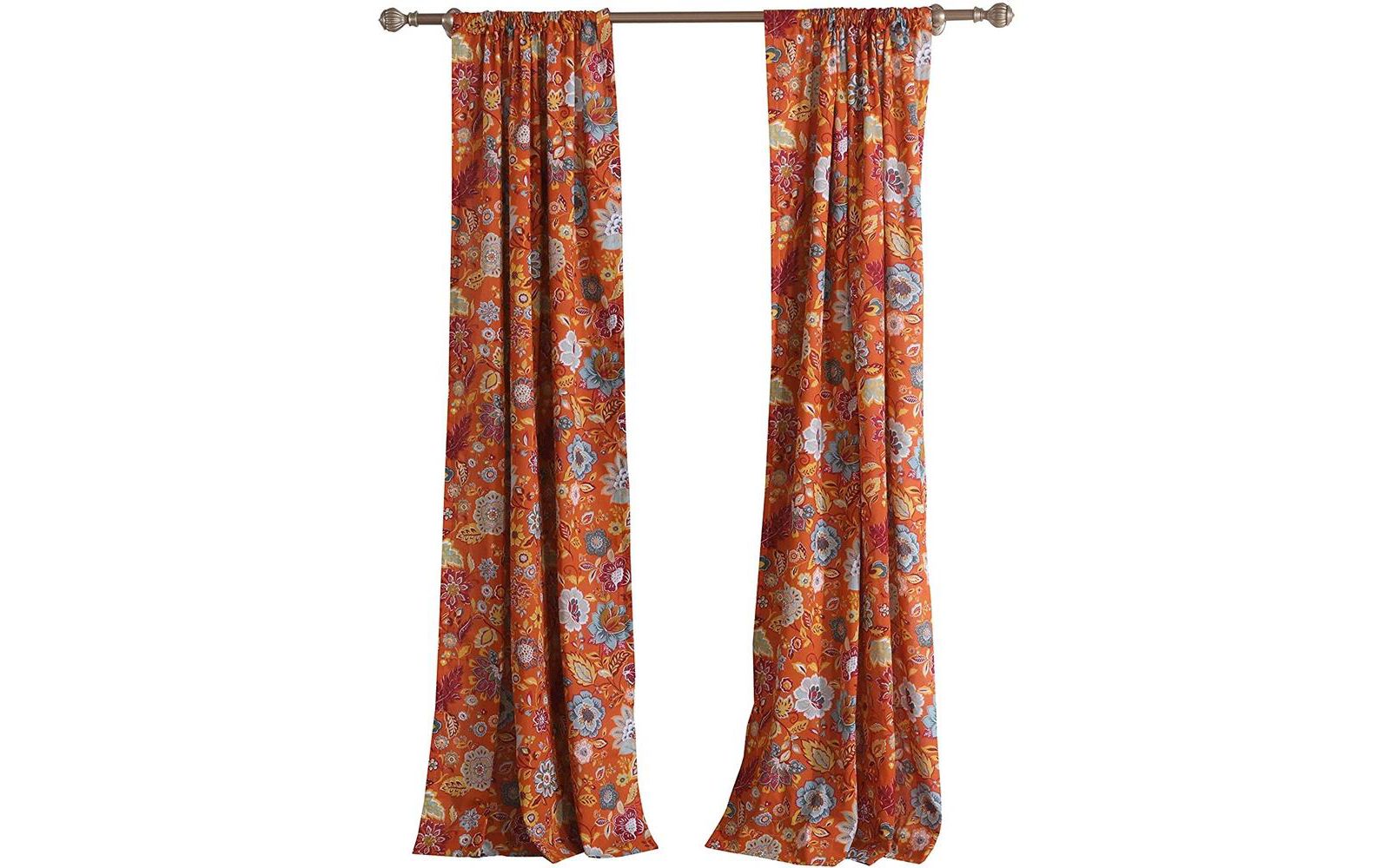 Greenland Home Fashion Astoria Festive Window Curtain Panel Pair With 3" Rod Pocket - Spice 42x63"