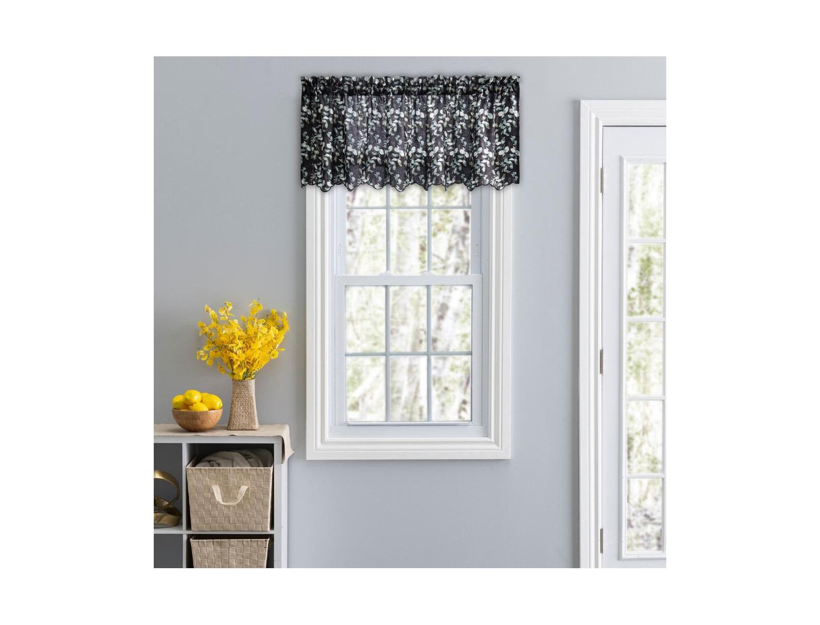Занавеска Ellis Curtain Athena Crushed Taffeta Rod Pocket Valance - 48x15", Black
