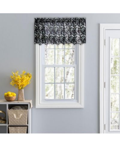 Ellis Curtain Athena Crushed Taffeta Rod Pocket Valance - 48x15", Black
