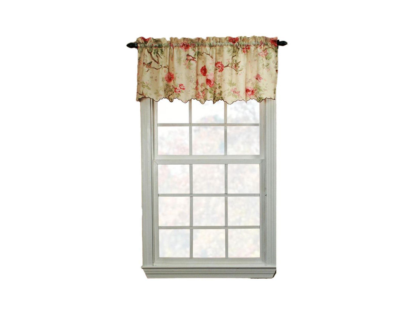Ellis Curtain Balmoral Floral Print Semi Sheer Valance Curtain 48-Inch-by-15-Inch