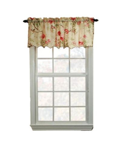 Ellis Curtain Balmoral Floral Print Semi Sheer Valance Curtain 48-Inch-by-15-Inch
