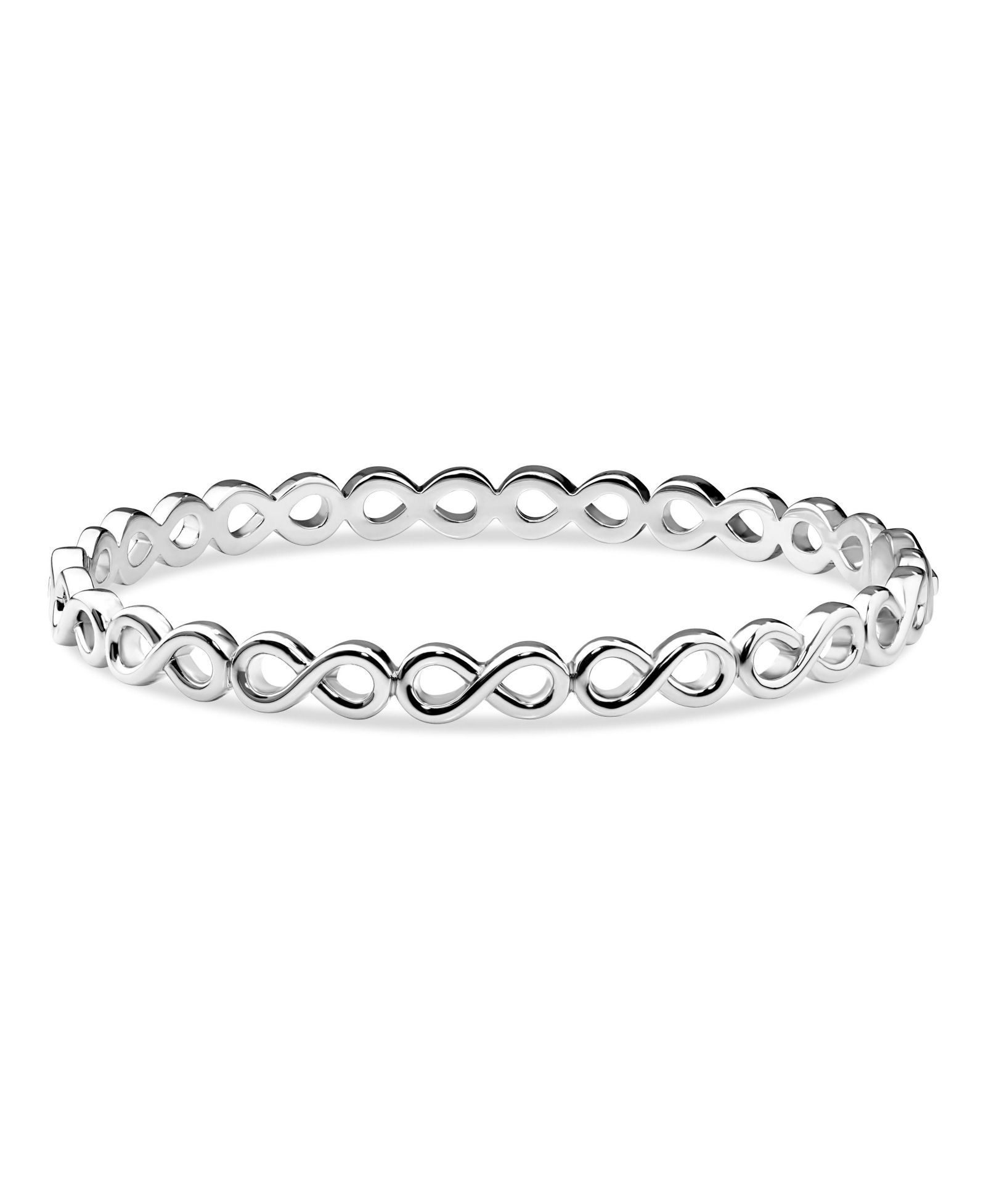 Devata Infinity Bangle Bracelet in Rhodium Plated Sterling , Size