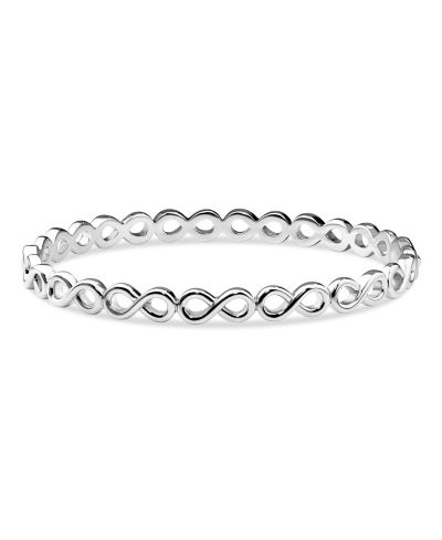 Devata Infinity Bangle Bracelet in Rhodium Plated Sterling , Size