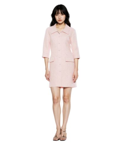 Женское твидовое платье Alexia Admor Isolde Dropped Collar Button Down