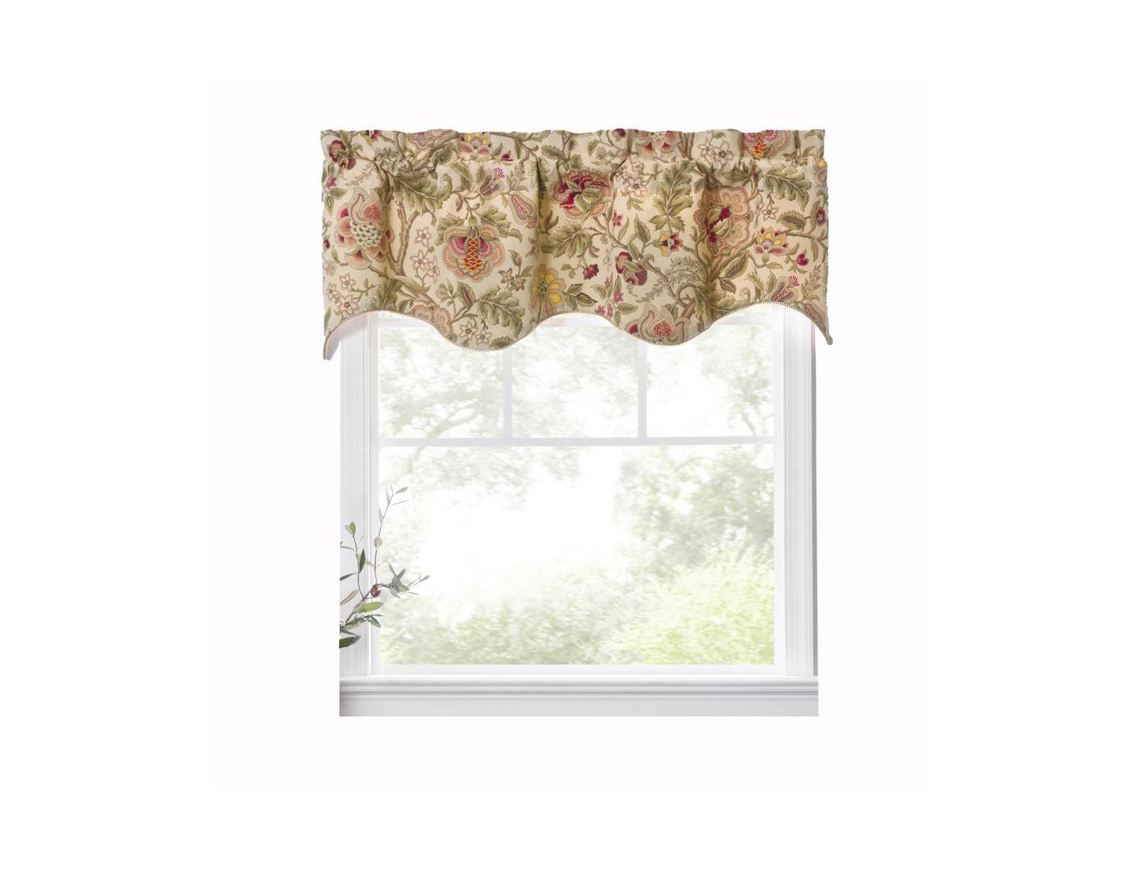 Ellis Curtain Regency Scallop Shaped 3" Rod Pocket Valances for Windows 50" x1 5" Antique