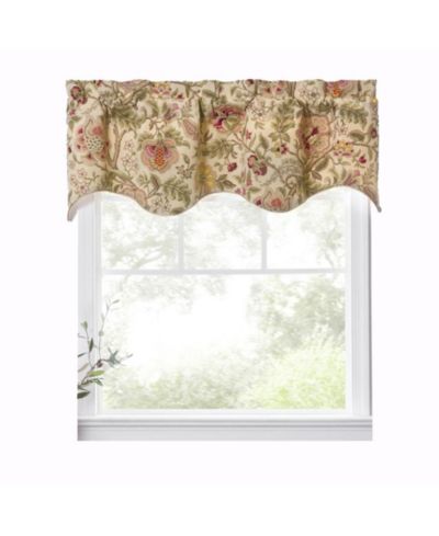 Ellis Curtain Regency Scallop Shaped 3" Rod Pocket Valances for Windows 50" x1 5" Antique
