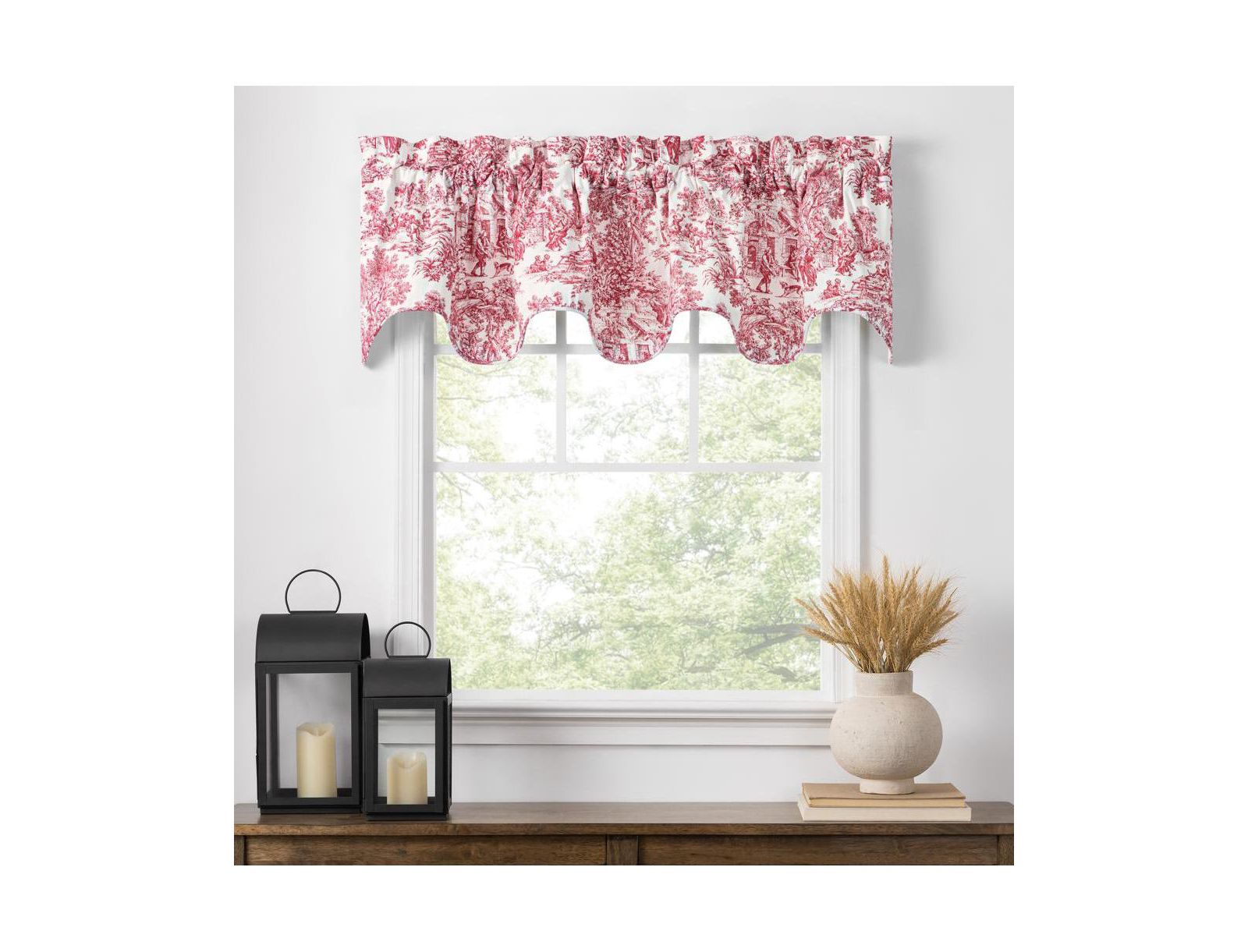 Ellis Curtain Victoria Park Toile High Quality Room Darkening Solid Color Lined Scallop Window Valance