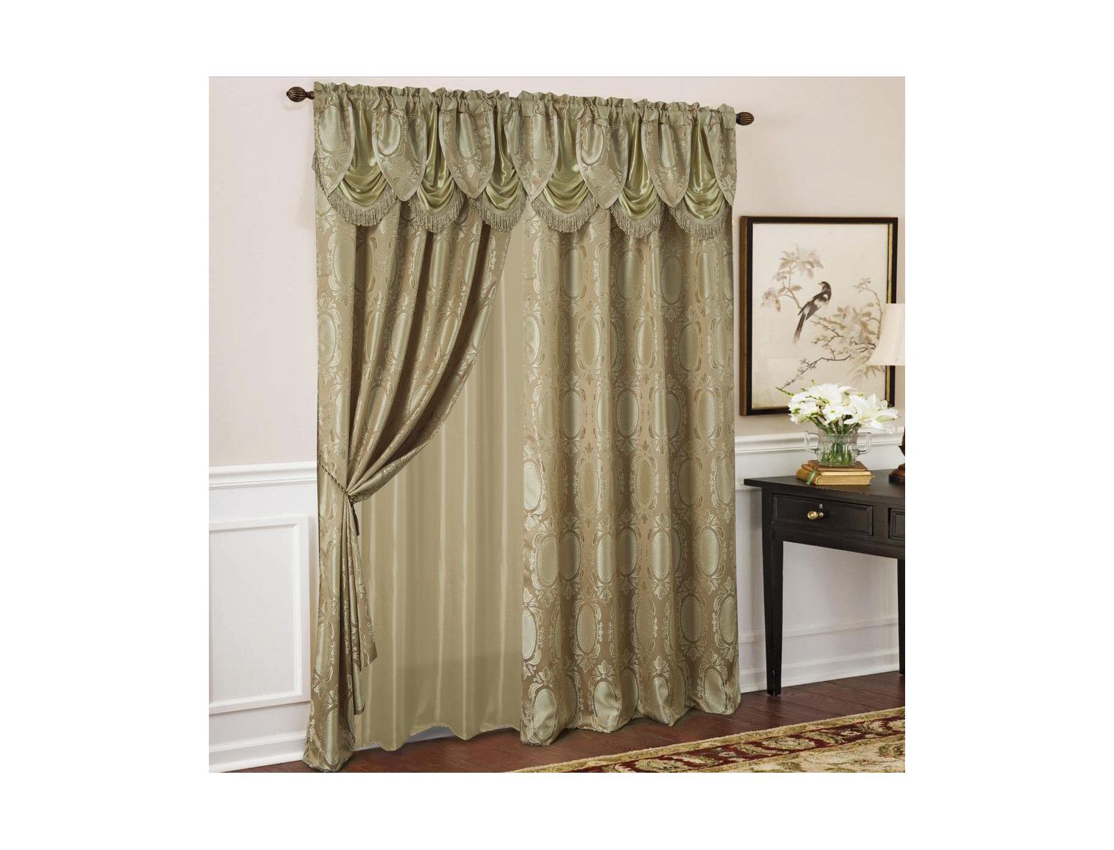 Olivia Gray Ramallah Trading Kenyon Damask Textured Jacquard Single Rod Pocket Curtain Panel - 54 x 84