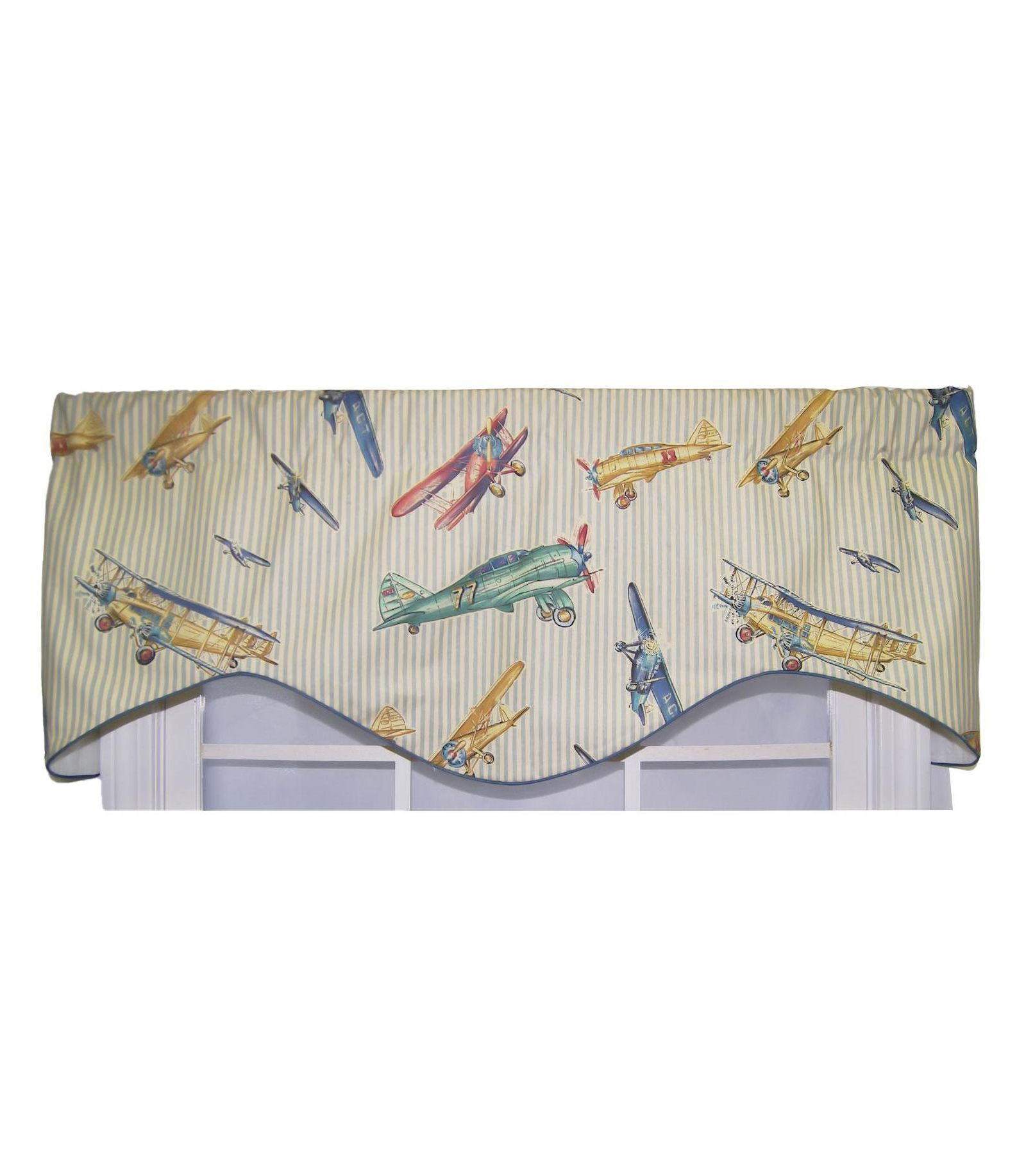 RLF Home Air Show Cornice 100% Cotton with Fully Lined 3" Rod Pocket Valnance for Windows 50" x 17" Antique
