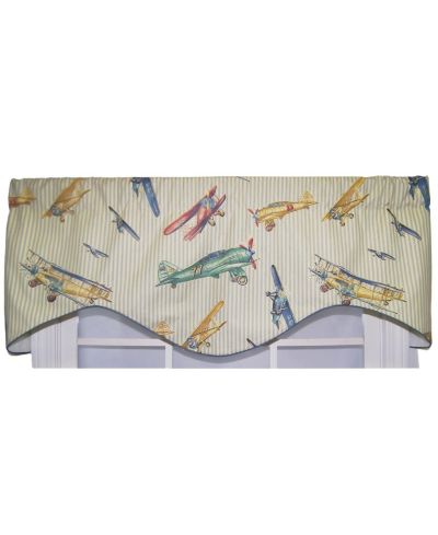 RLF Home Air Show Cornice 100% Cotton with Fully Lined 3" Rod Pocket Valnance for Windows 50" x 17" Antique