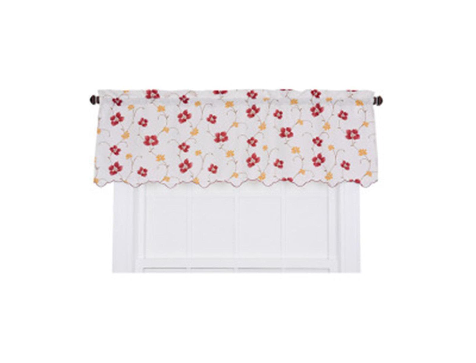 Ellis Curtain Zoe High Quality Room Darkening Solid Color Floral Print fabric Window Valance - 48 x15"