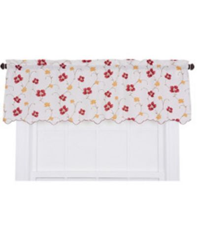 Ellis Curtain Zoe High Quality Room Darkening Solid Color Floral Print fabric Window Valance - 48 x15"