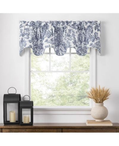 Ellis Curtain Victoria Park Toile Room Darkening Solid Color Lined Scallop Window Valance