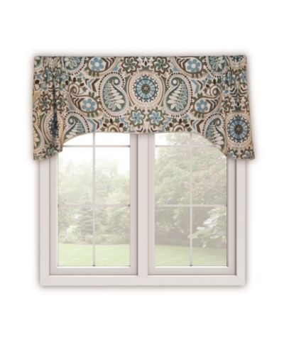 Ellis Curtain Paisley Prism Arch 3" Rod Pocket Valances for Windows 50" x 15" Latte