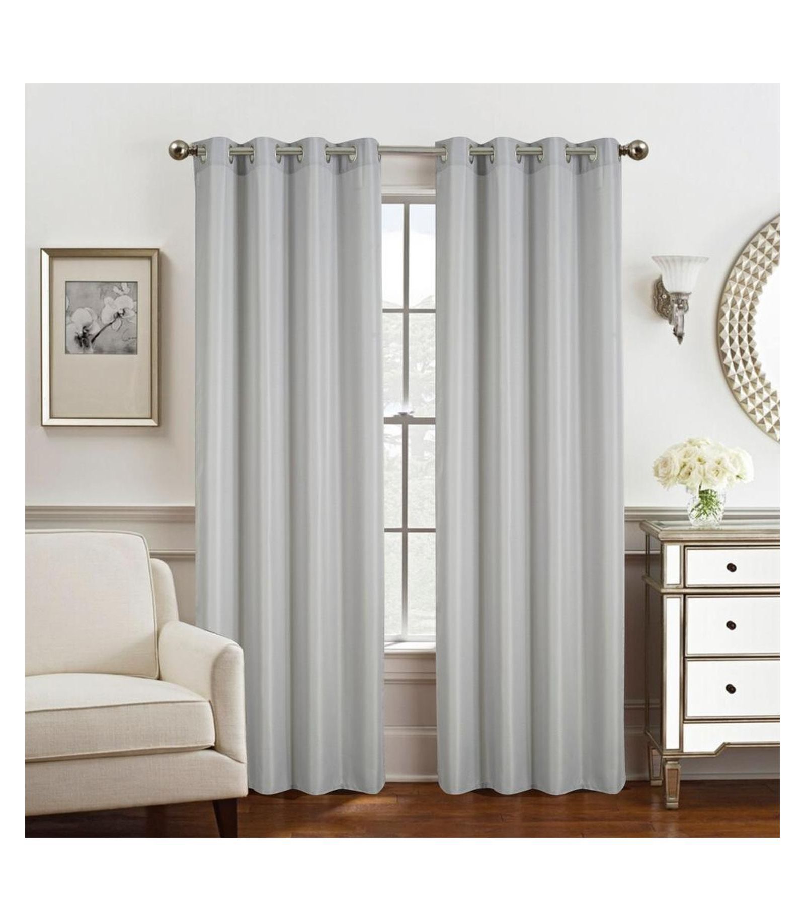 Комплект штор Olivia Gray Gilbert Solid Single Grommet, 54x84"