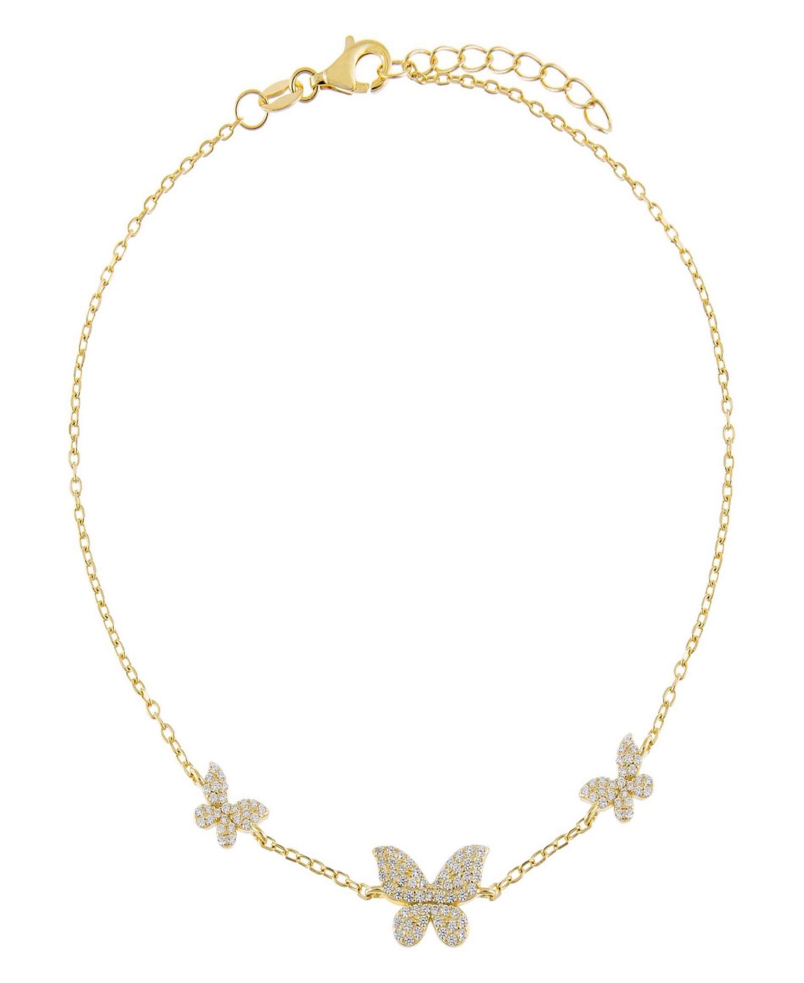by Adina Eden Pave Triple Gold Plated Butterfly Anklet