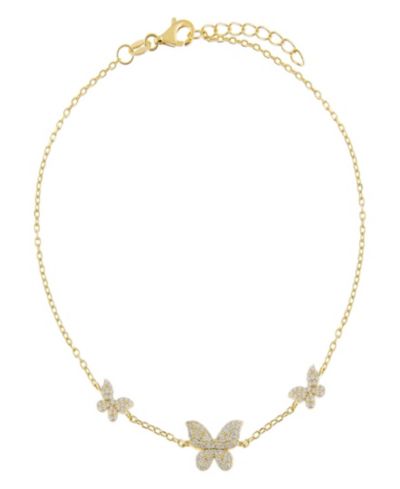 by Adina Eden Pave Triple Gold Plated Butterfly Anklet
