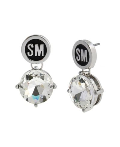 Серьги Steve Madden Faux Stone Signature Logo Drop