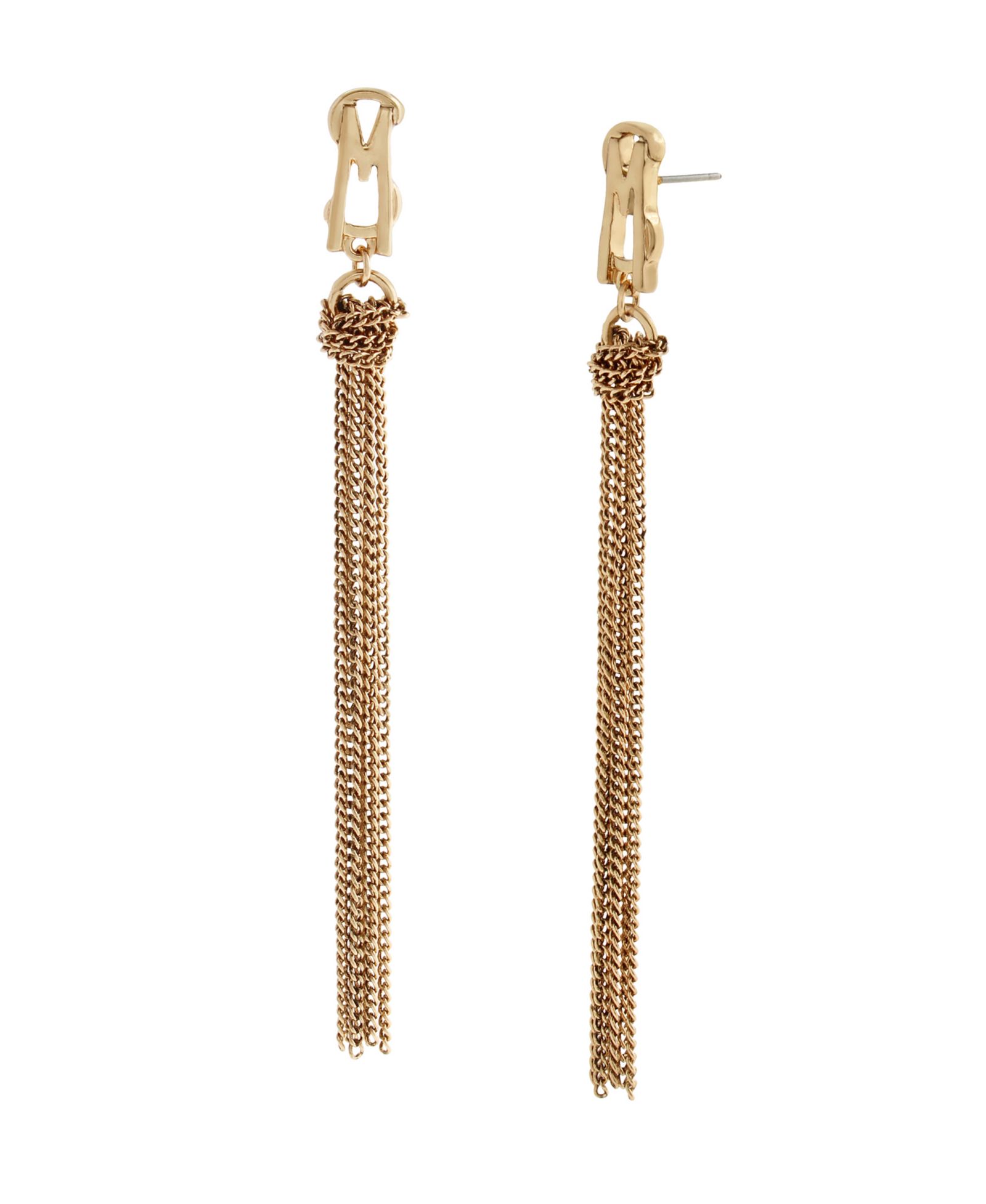 Серьги Steve Madden Gold Signature Logo Fringe