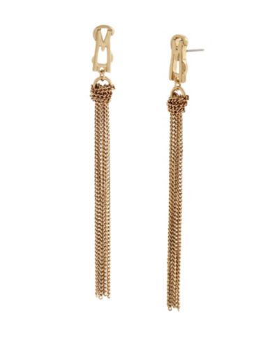 Серьги Steve Madden Gold Signature Logo Fringe