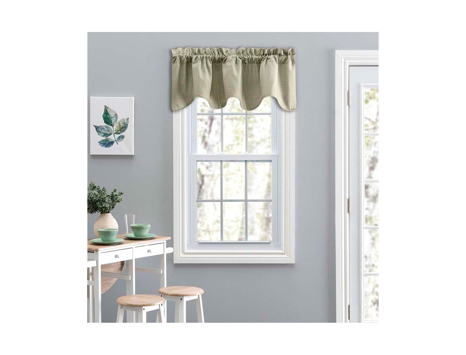 Ellis Curtain Lisa Solid Color Poly Cotton Duck Fabric Lined Scallop Valance 58" x 15"