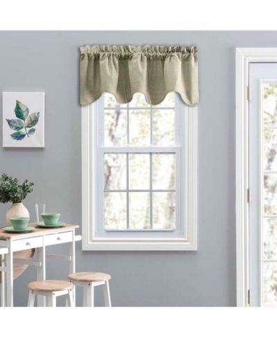 Ellis Curtain Lisa Solid Color Poly Cotton Duck Fabric Lined Scallop Valance 58" x 15"