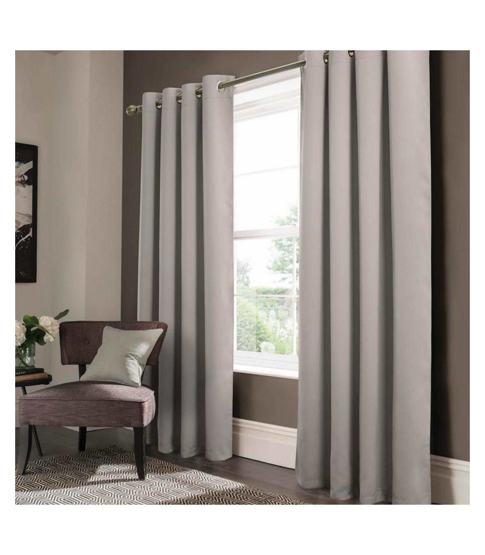 Olivia Gray Anchorage Blackout Grommet Single Curtan Panel - 54x90", Silver