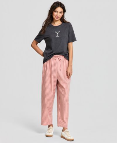 Брюки And Now This Women's Striped Drawstring Pull-On