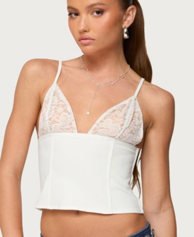 Женский топ Edikted Women's Keesha Lacey Boned V Neck