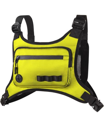 Lightweight Running Chest Pack: Outdoor Sports Vest Bag with Phone Holder for Cycling, Hiking, Workout, Skiing - Men & Women (Lemon