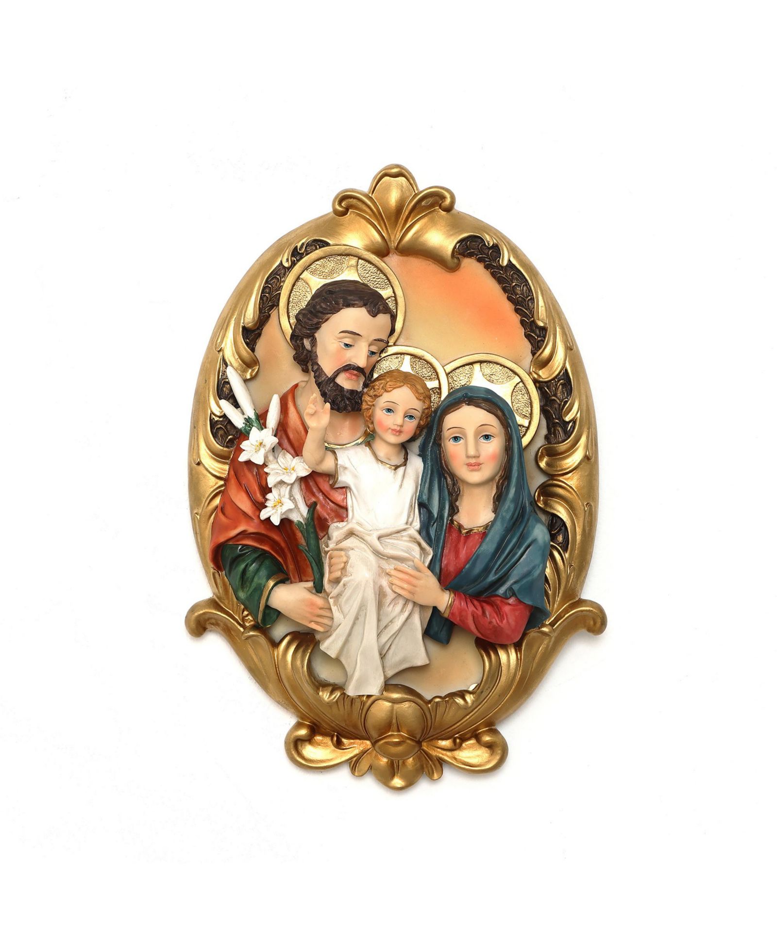 LuxenHome Holy Family Wall Plaque, Oval Religious Decor Featuring Joseph, Mary & Baby Jesus for Prayer Room & Faithful Home