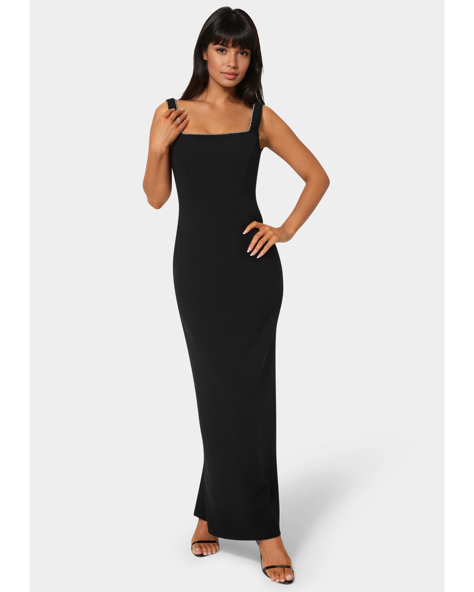 Женское Bebe Square Neck Maxi платье с Rhinestones
