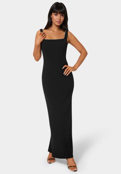 Женское Bebe Square Neck Maxi платье с Rhinestones