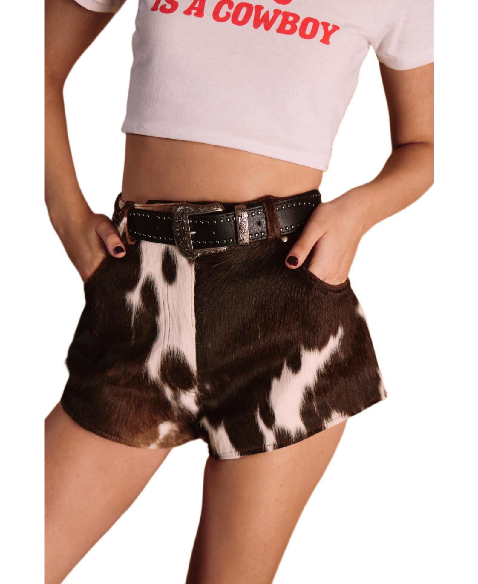 Женщины Nasty Gal Limited Cow Hide Leather Shorts