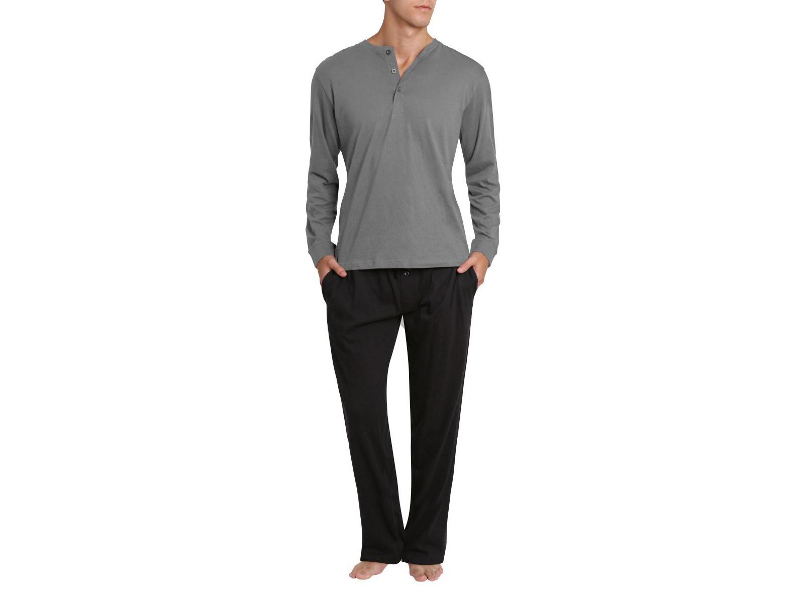 Sleep Hero Men's Henley Neck Knit Pajama Set
