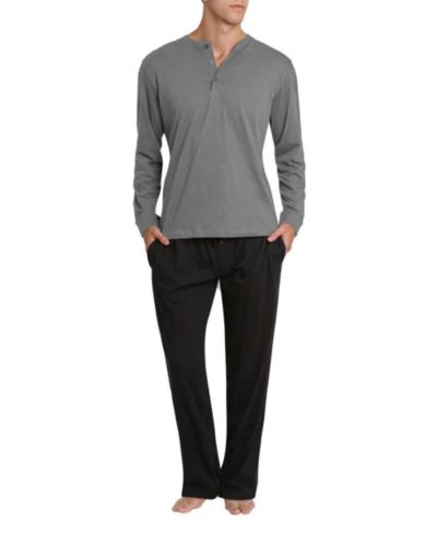 Sleep Hero Men's Henley Neck Knit Pajama Set