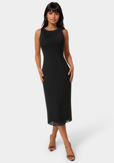 Bebe Women's Powermesh Rhinestone Sleeveless Maxi Dress