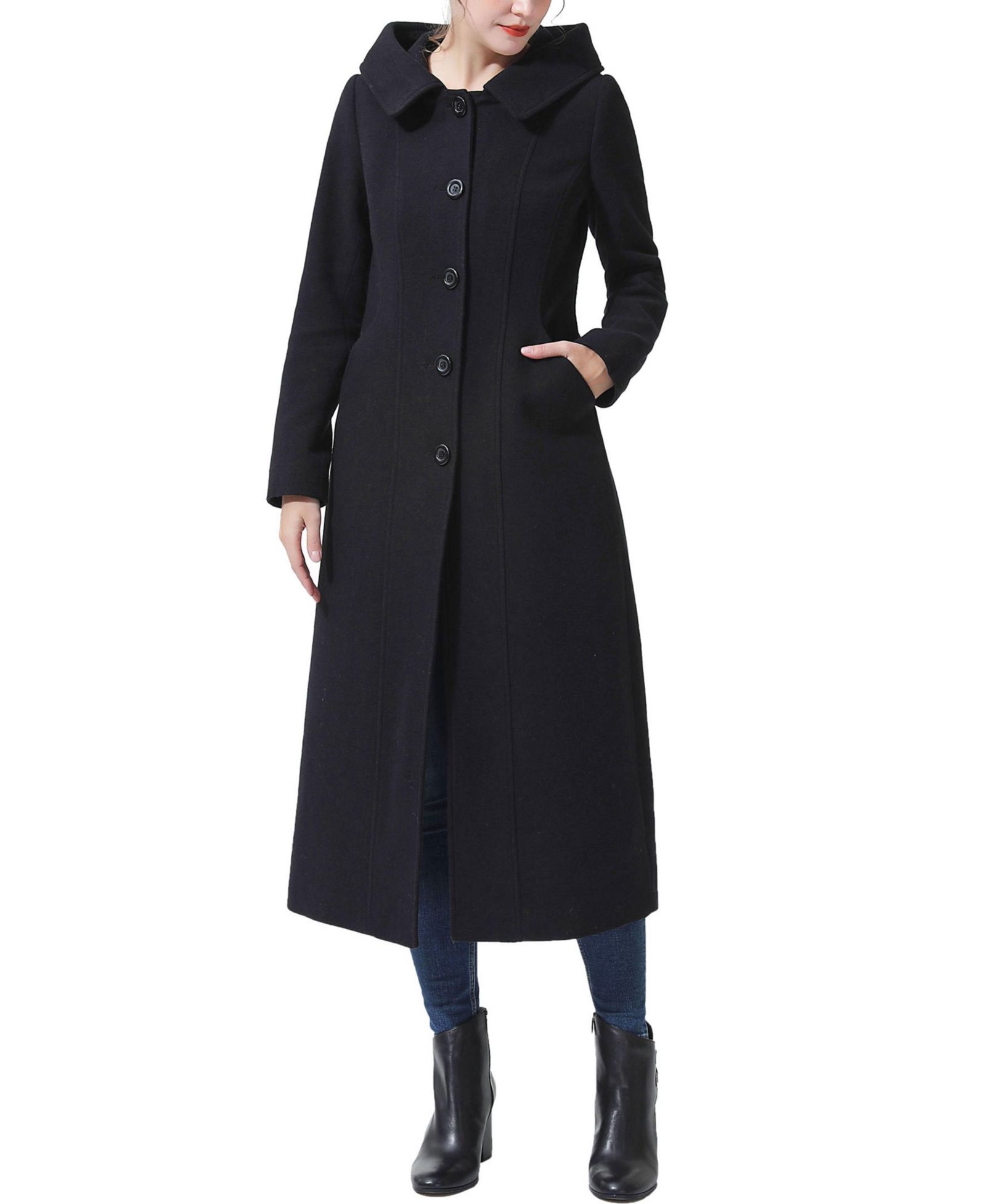 BGSD Women's Hooded Wool Blend Long Coat