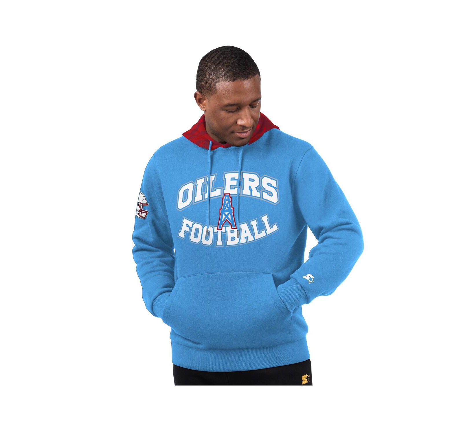 Starter Мужское худи с винтажным логотипом Houston Oilers голубого цвета