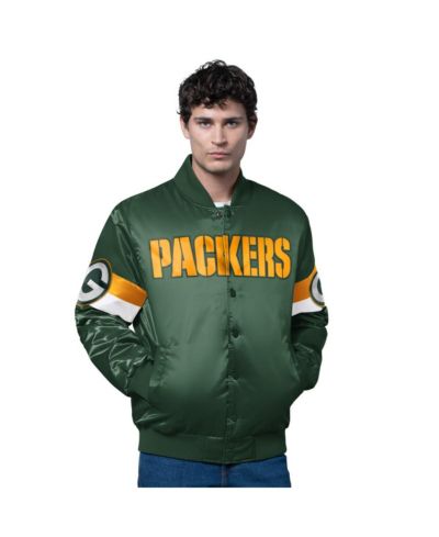 Мужская атласная куртка Starter Green Bay Packers Triple Option Full-Snap
